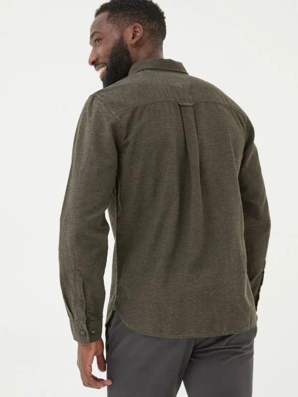 Fat Face Tall Collection Men Green Long Sleeve Oxlow Plain 100 Cotton Shirt