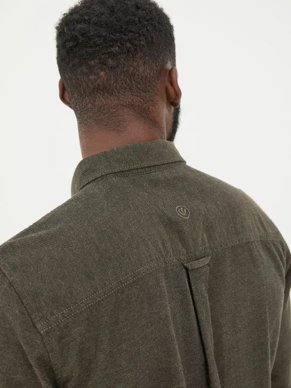 Fat Face Tall Collection Men Green Long Sleeve Oxlow Plain 100 Cotton Shirt