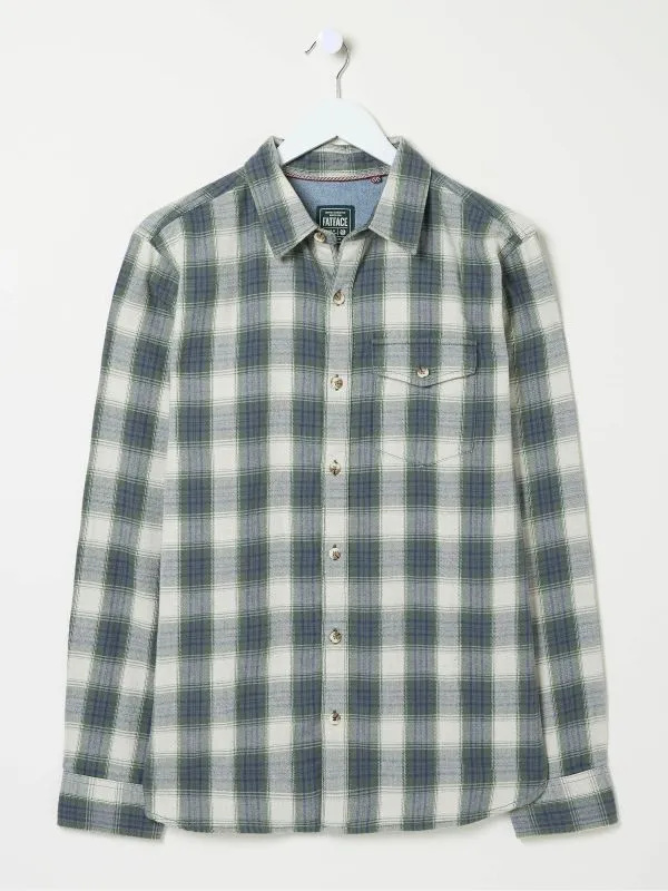 Fat Face Tall Collection Men Murton Green Long Sleeve Check Shirt