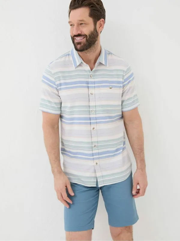 Fat Face Tall Collection Men Purple Short Sleeve Trescott Stripe Shirt