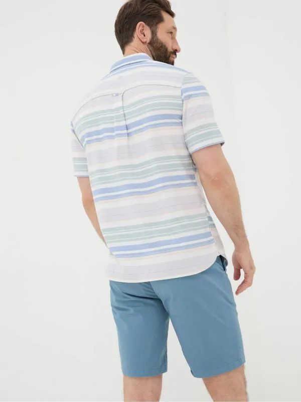 Fat Face Tall Collection Men Purple Short Sleeve Trescott Stripe Shirt
