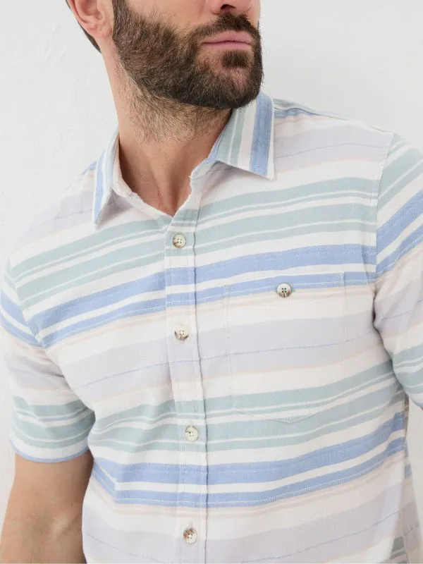 Fat Face Tall Collection Men Purple Short Sleeve Trescott Stripe Shirt