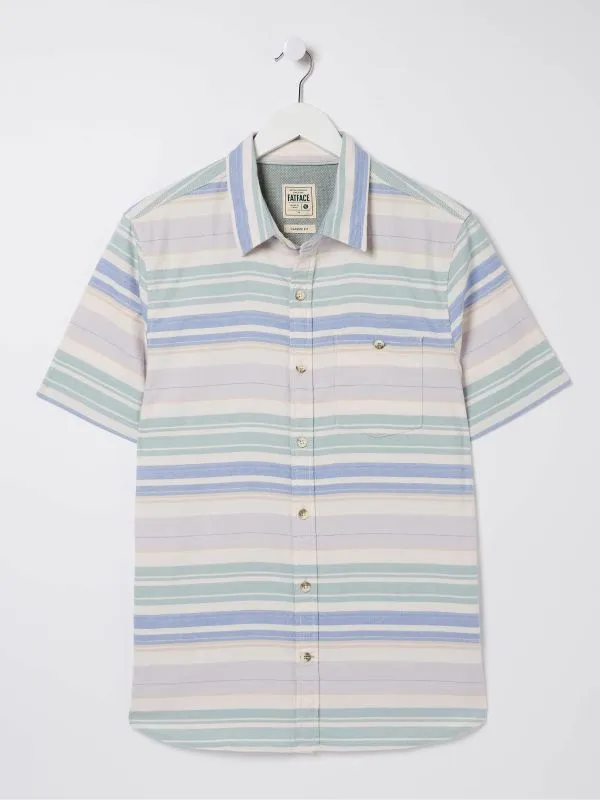 Fat Face Tall Collection Men Purple Short Sleeve Trescott Stripe Shirt