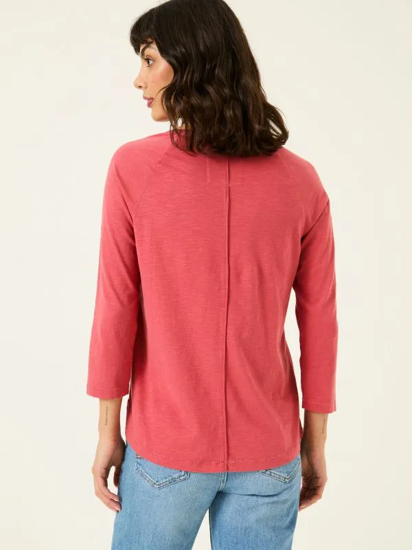 Fat Face Tops and TShirts Women Ava Dark Pink 100 Organic Cotton 34 Sleeve TShirt