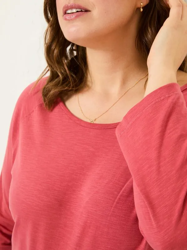 Fat Face Tops and TShirts Women Ava Dark Pink 100 Organic Cotton 34 Sleeve TShirt