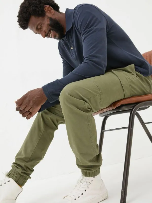 Fat Face Trousers Men Kent Green Cuffed Cargo Trousers