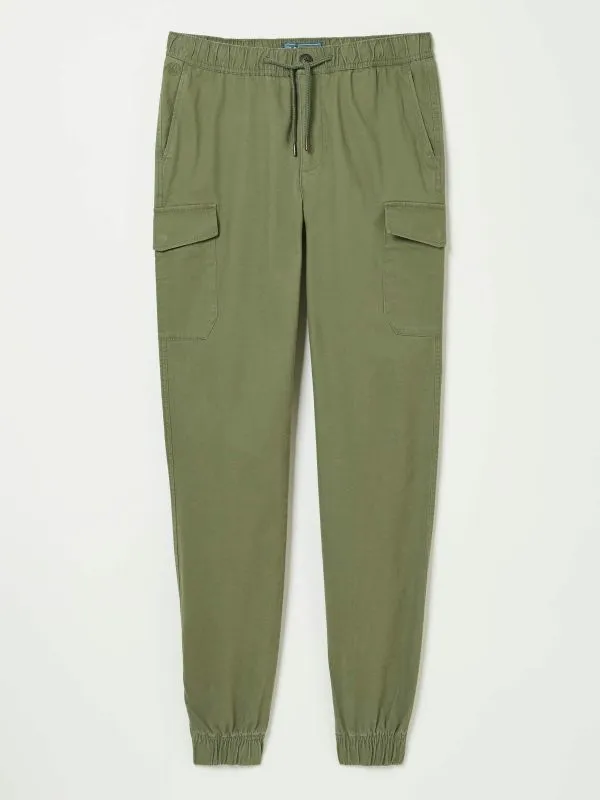 Fat Face Trousers Men Kent Green Cuffed Cargo Trousers