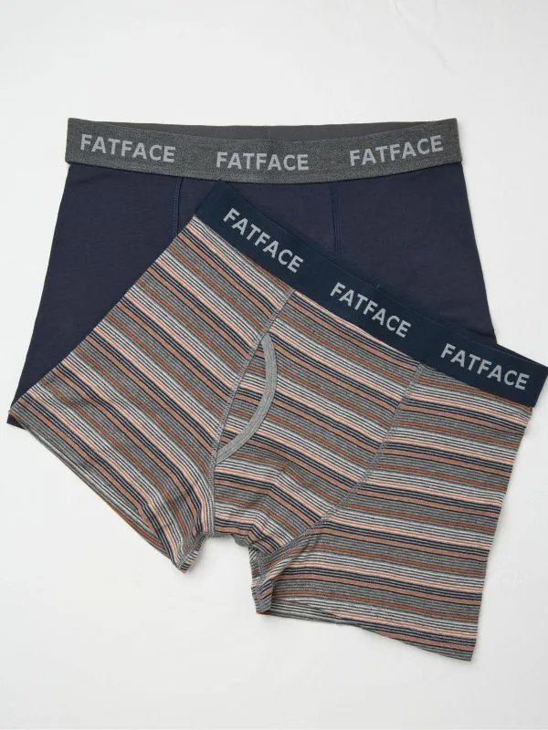 Fat Face Underwear Men Blue 2 Pack Compton Stripe Boxers
