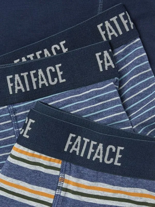 Fat Face Underwear Men Bristol Navy 3 Pack Of Stripe Boxers