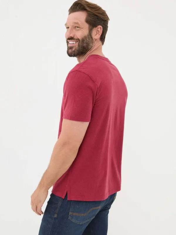 Fat Face Wardrobe Staples Men Lulworth Red 100 Cotton Organic Crew TShirt