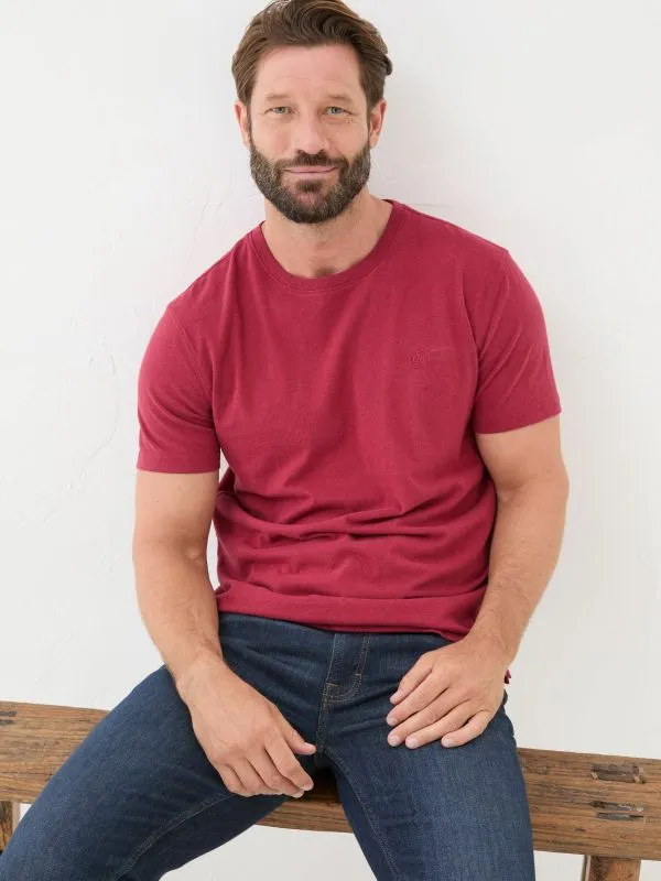Fat Face Wardrobe Staples Men Lulworth Red 100 Cotton Organic Crew TShirt
