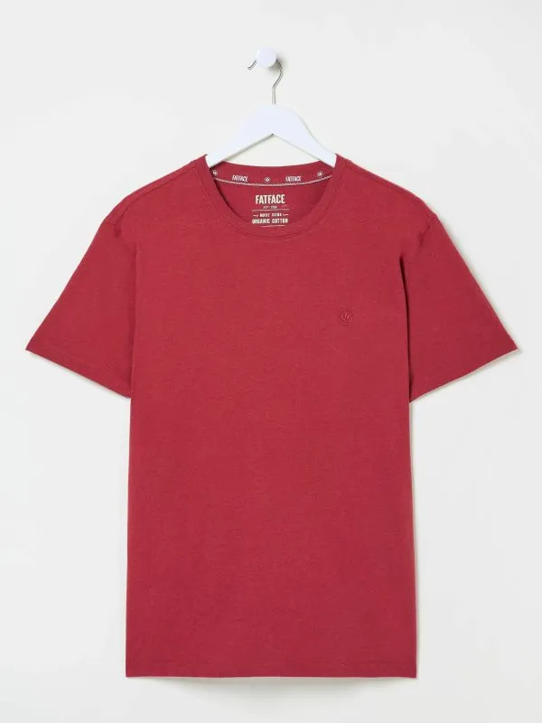 Fat Face Wardrobe Staples Men Lulworth Red 100 Cotton Organic Crew TShirt