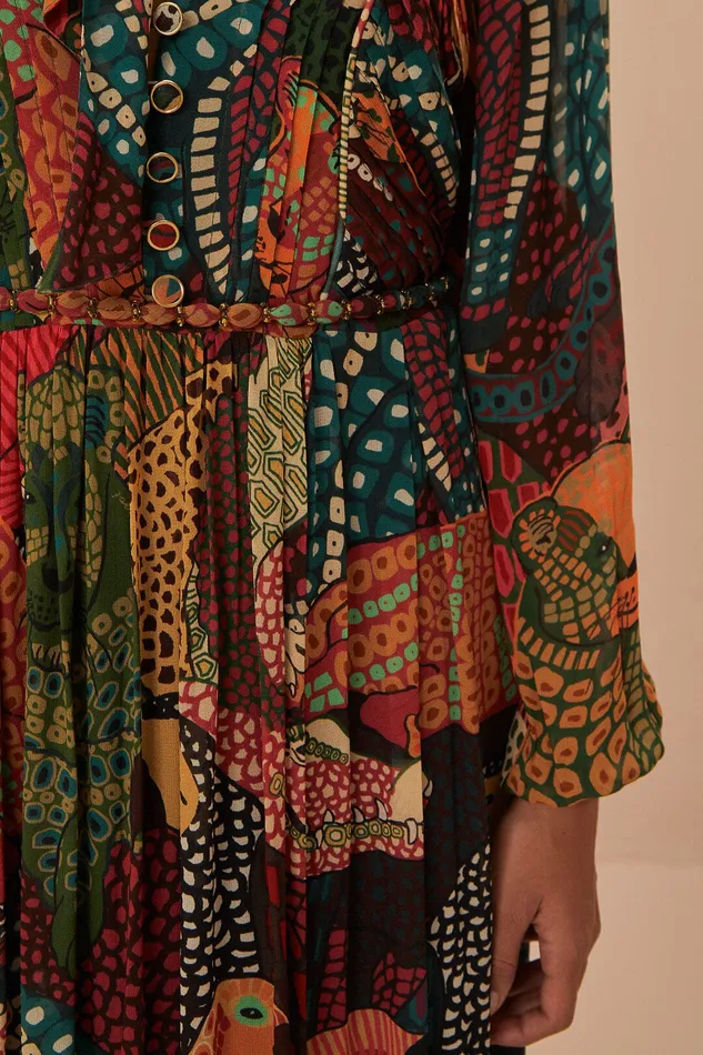 Fauna Mix Multicolor V Neckline Maxi Dress Women Farm Rio Maxi Dresses