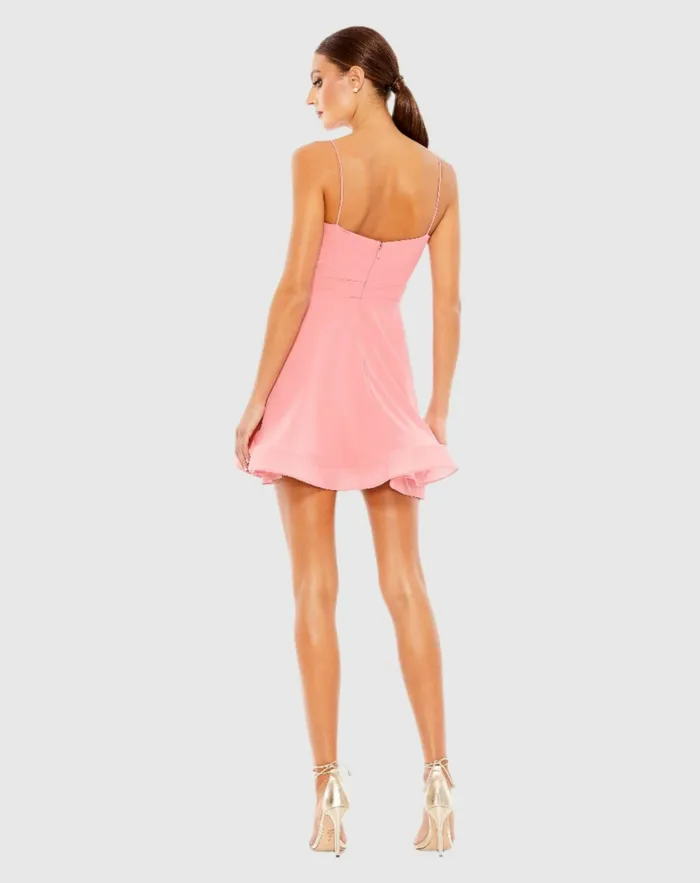 Faux Wrap Bow Detail Flowy Mini Dress Powder Blue Women Daytime Dresses Mac Duggal