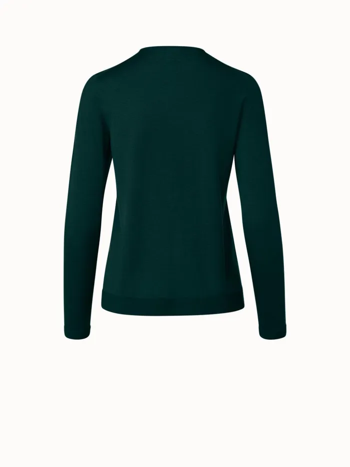 Fine Gauge Cashmere Silk Pullover Gallus Green Women Akris Knitwear
