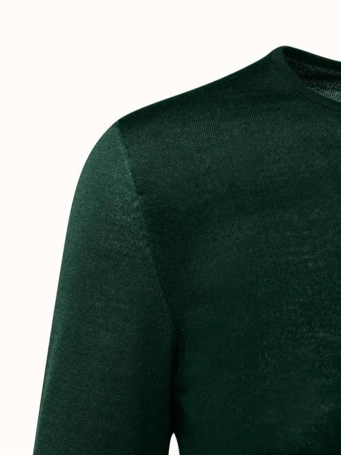 Fine Gauge Cashmere Silk Pullover Gallus Green Women Akris Knitwear