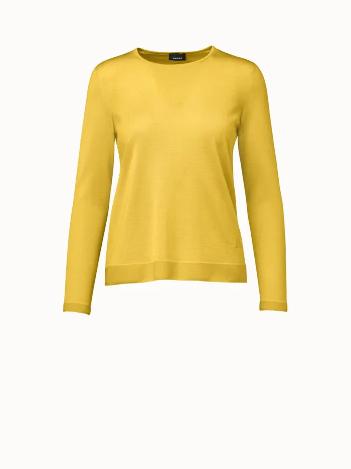 Fine Gauge Cashmere Silk Pullover Mimosa Women Akris Knitwear