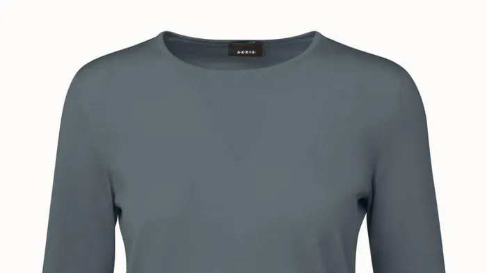 Fine Gauge Cashmere Silk Pullover Slate Women Akris Knitwear