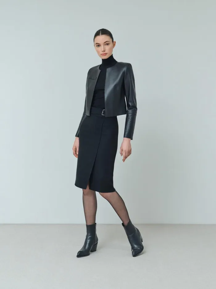 Fine Rib Pullover From Cashmere Silk With Mock Neck Black Women Akris Cashmere