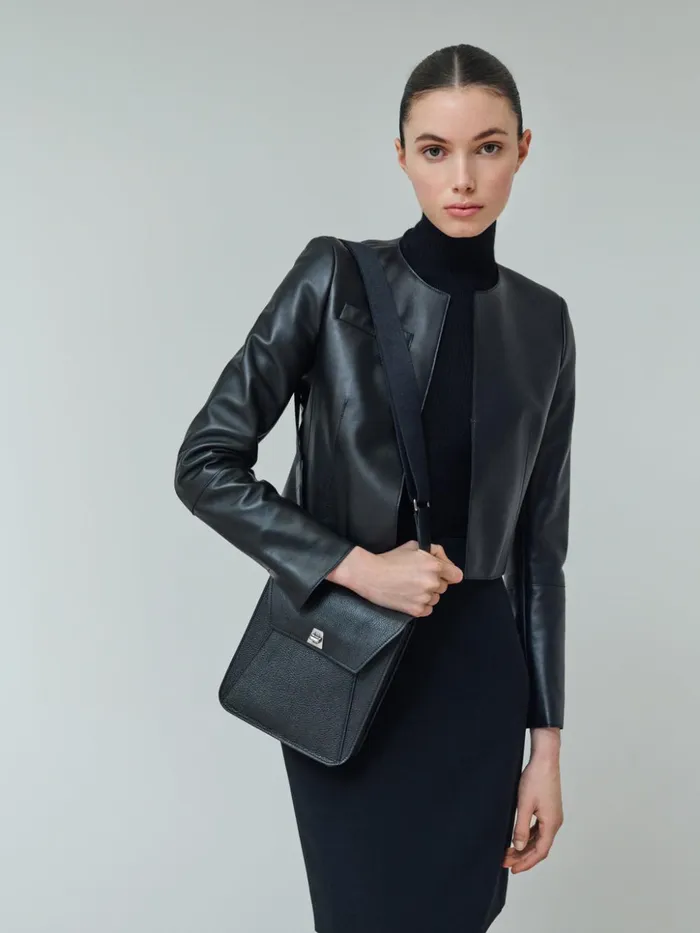 Fine Rib Pullover From Cashmere Silk With Mock Neck Black Women Akris Cashmere