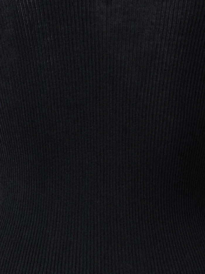 Fine Rib Pullover From Cashmere Silk With Mock Neck Black Women Akris Cashmere