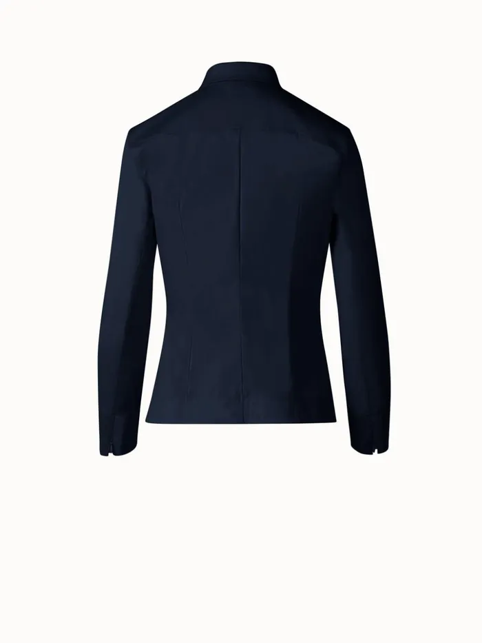 Fitted Cotton Blouse With Stretch Navy Women Akris Blouses
