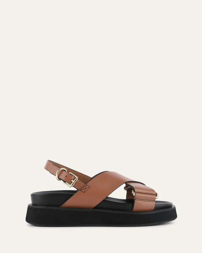 FLAT SANDALS Women Marley flat sandals dark tan leather jomercer