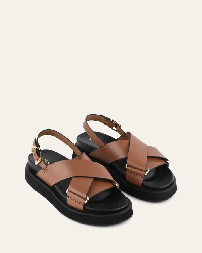 FLAT SANDALS Women Marley flat sandals dark tan leather jomercer