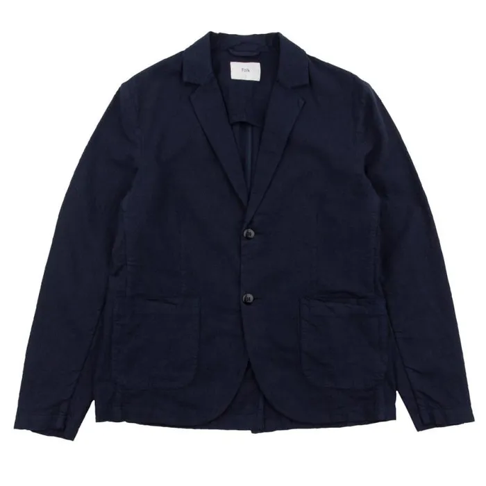 Folk Clothing Outerwear Cotton Linen Blazer 8211 Soft Navy 8211 Mens