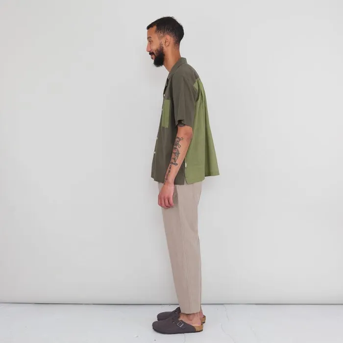 Folk Clothing Shirts 2 Tone Soft Collar Shirt 8211 Olive 8211 Mens