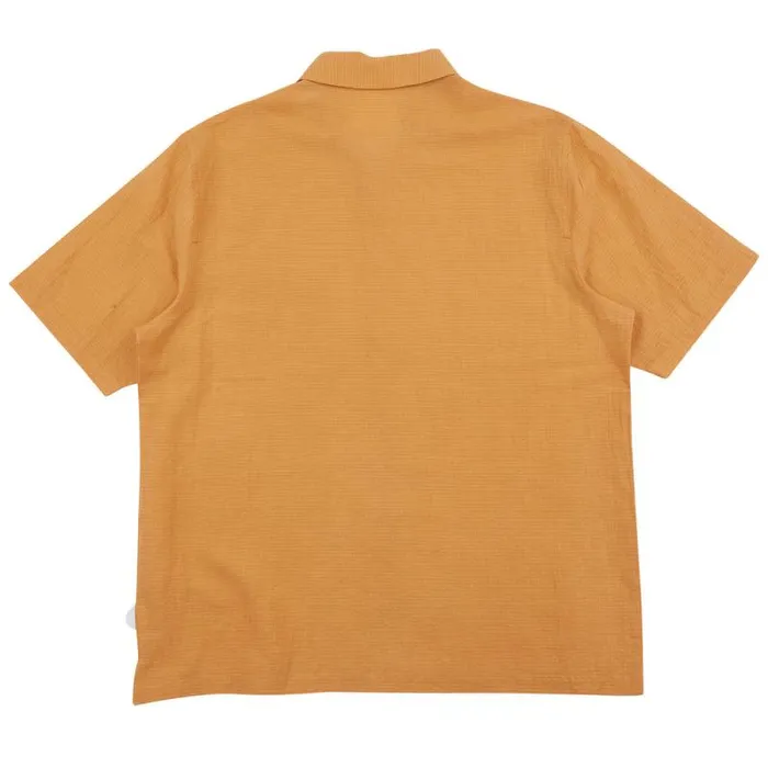 Folk Clothing Shirts Gabe Shirt 8211 Ochre Linen Grid 8211 Mens