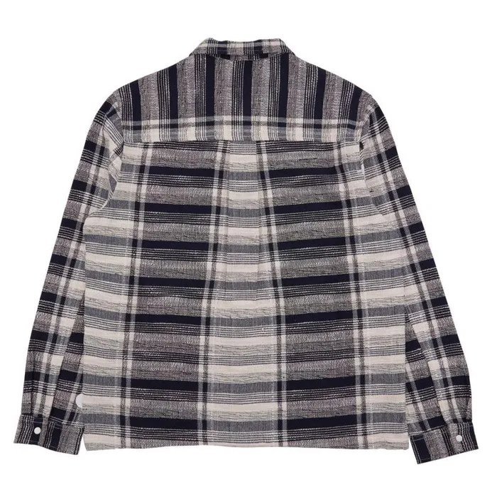 Folk Clothing Shirts Patch Overshirt 8211 Navy Basket Weave Check 8211 Mens