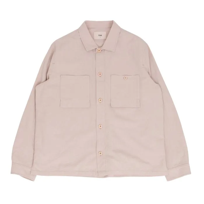 Folk Clothing Shirts Patch Overshirt 8211 Soft Pink Crinkle 8211 Mens