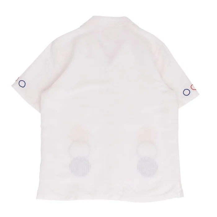 Folk Clothing Shirts SS Soft Collar Shirt 8211 Ecru Sun Embroidery DP 8211 Mens