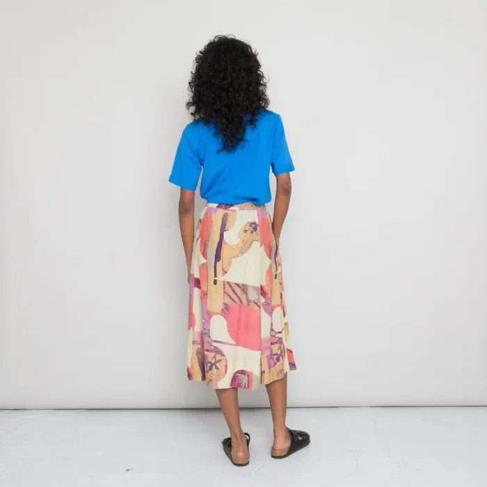 Folk Clothing Skirts Full Seam Skirt 8211 Cutout Print Coral Multi 8211 Womens