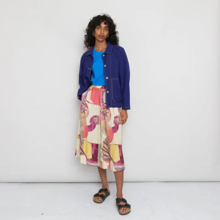 Folk Clothing Skirts Full Seam Skirt 8211 Cutout Print Coral Multi 8211 Womens