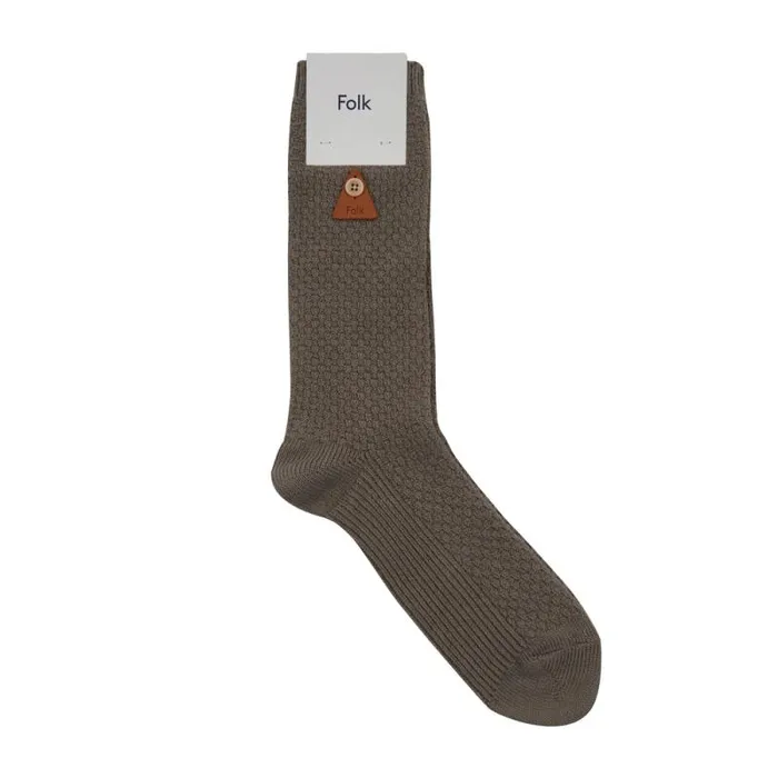 Folk Clothing Socks Waffle Sock 8211 Light Olive 8211 MensWomens