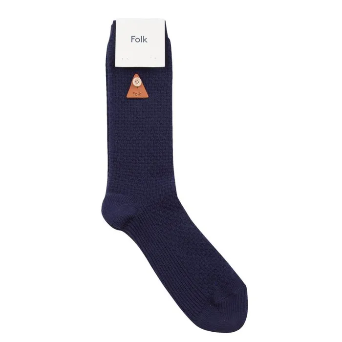 Folk Clothing Socks Waffle Socks 8211 Soft Navy 8211 MensWomens