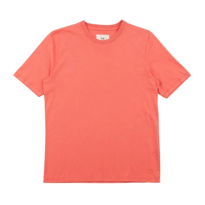 Folk Clothing TShirts Contrast Sleeve Tee 8211 Coral 8211 Mens