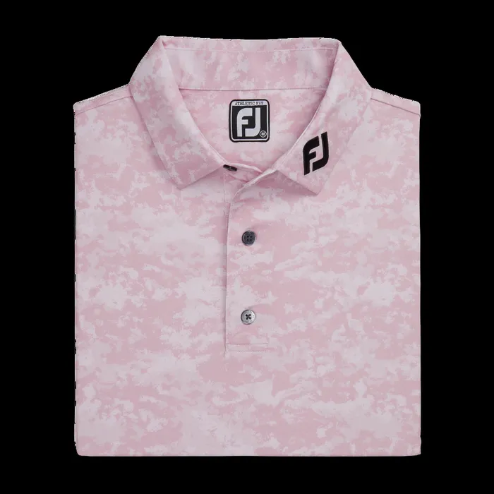 FootJoy Shirts Men Athletic Fit Cloud Camo Lisle 8211 FJ Tour Collar Pink