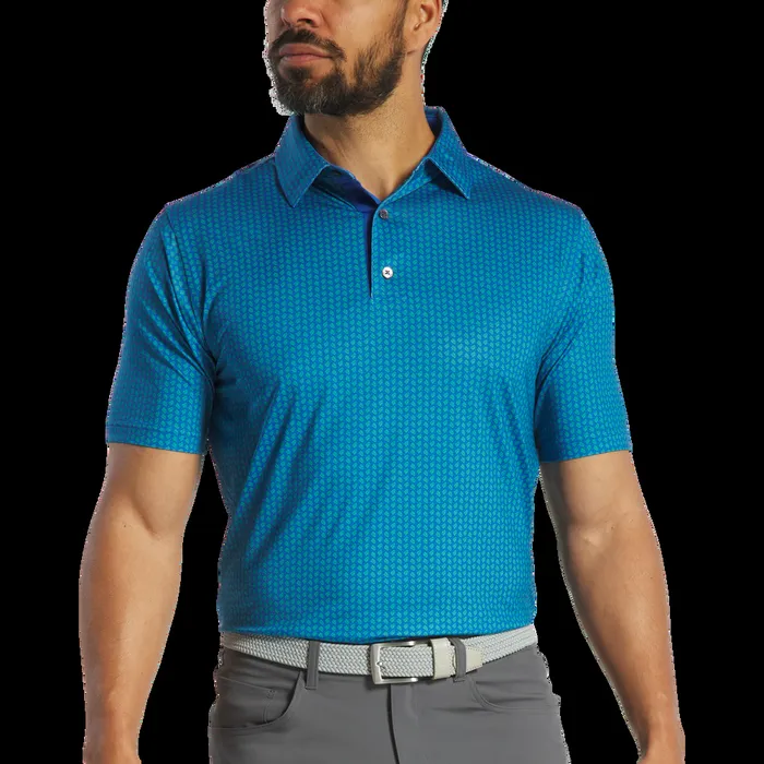 FootJoy Shirts Men Leaf Lisle Emerald Blue FootJoy Shirts Men Leaf Lisle Emerald Blue