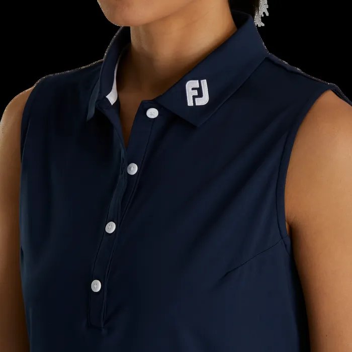 FootJoy Shirts Women Solid Lisle Sleeveless 8211 FJ Tour Collar Navy FootJoy Shirts Women Solid Lisle Sleeveless 8211 FJ Tour Collar Navy