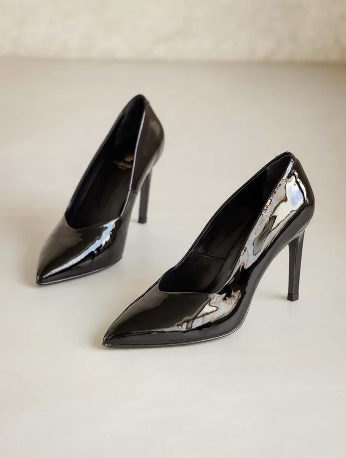 Frida Lacquered Black Women Bobbies Pumps and Mary Janes