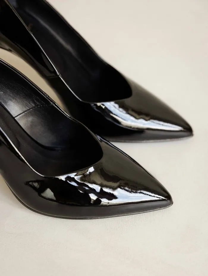 Frida Lacquered Black Women Bobbies Pumps and Mary Janes