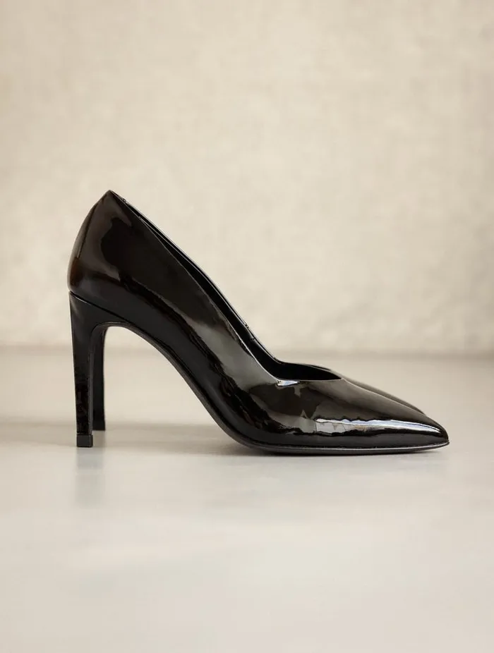 Frida Lacquered Black Women Bobbies Pumps and Mary Janes