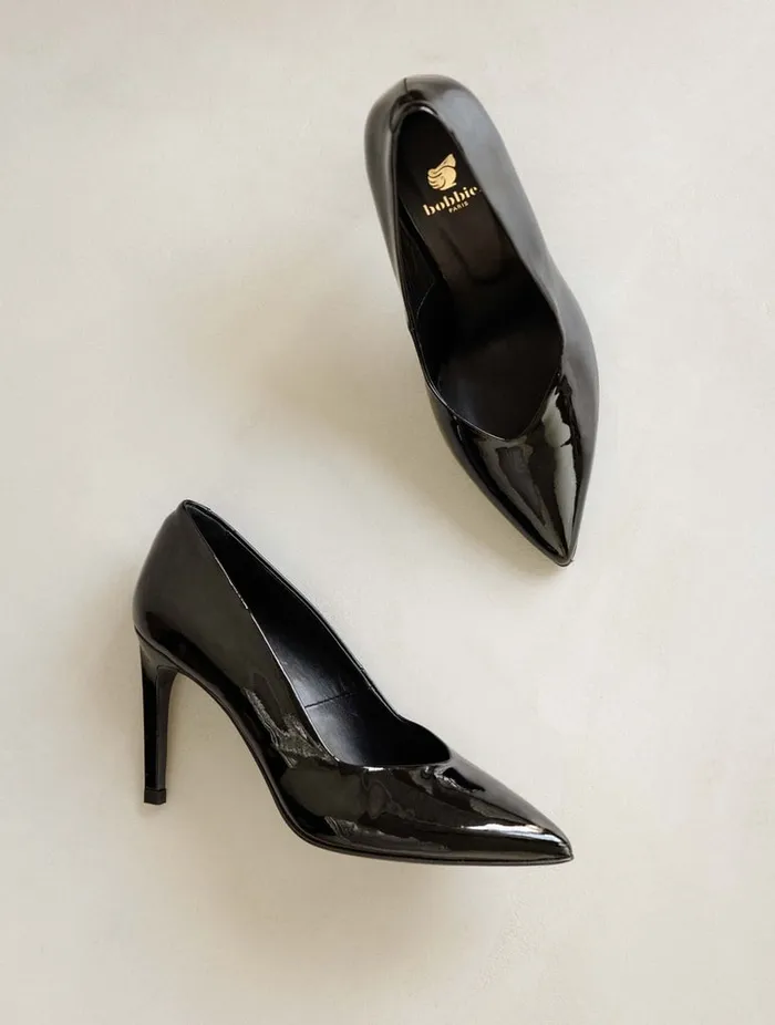 Frida Lacquered Black Women Bobbies Pumps and Mary Janes