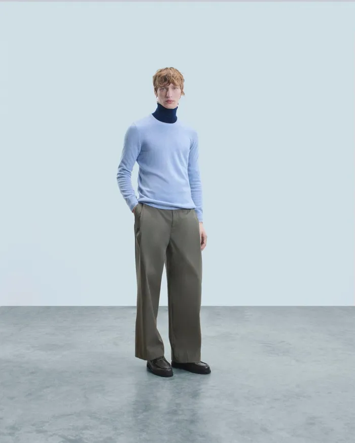 From Future Cashmere Sweaters Men Basic Crewneck Sweater Cloud Blue