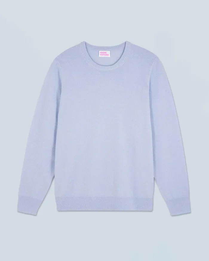 From Future Cashmere Sweaters Men Basic Crewneck Sweater Cloud Blue