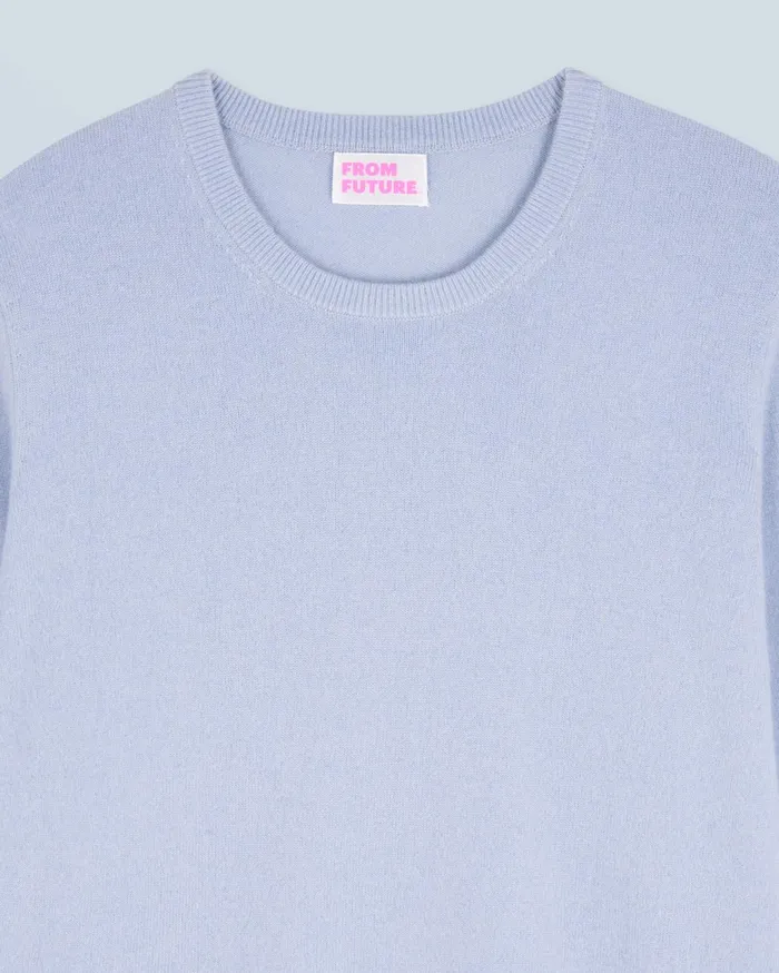 From Future Cashmere Sweaters Men Basic Crewneck Sweater Cloud Blue