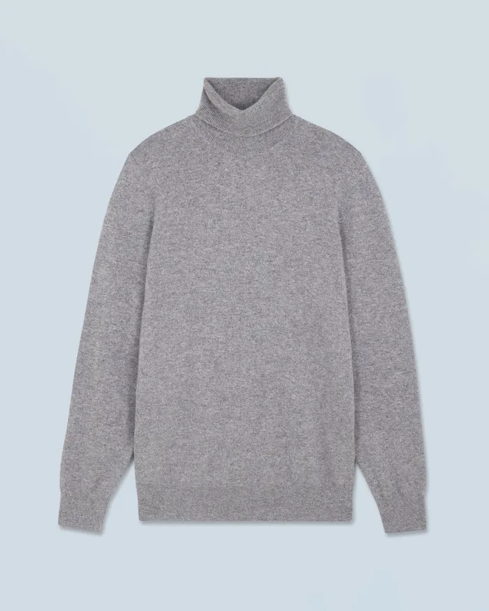 From Future Cashmere Sweaters Men Basic Turtleneck Sweater Dark Heather Gray